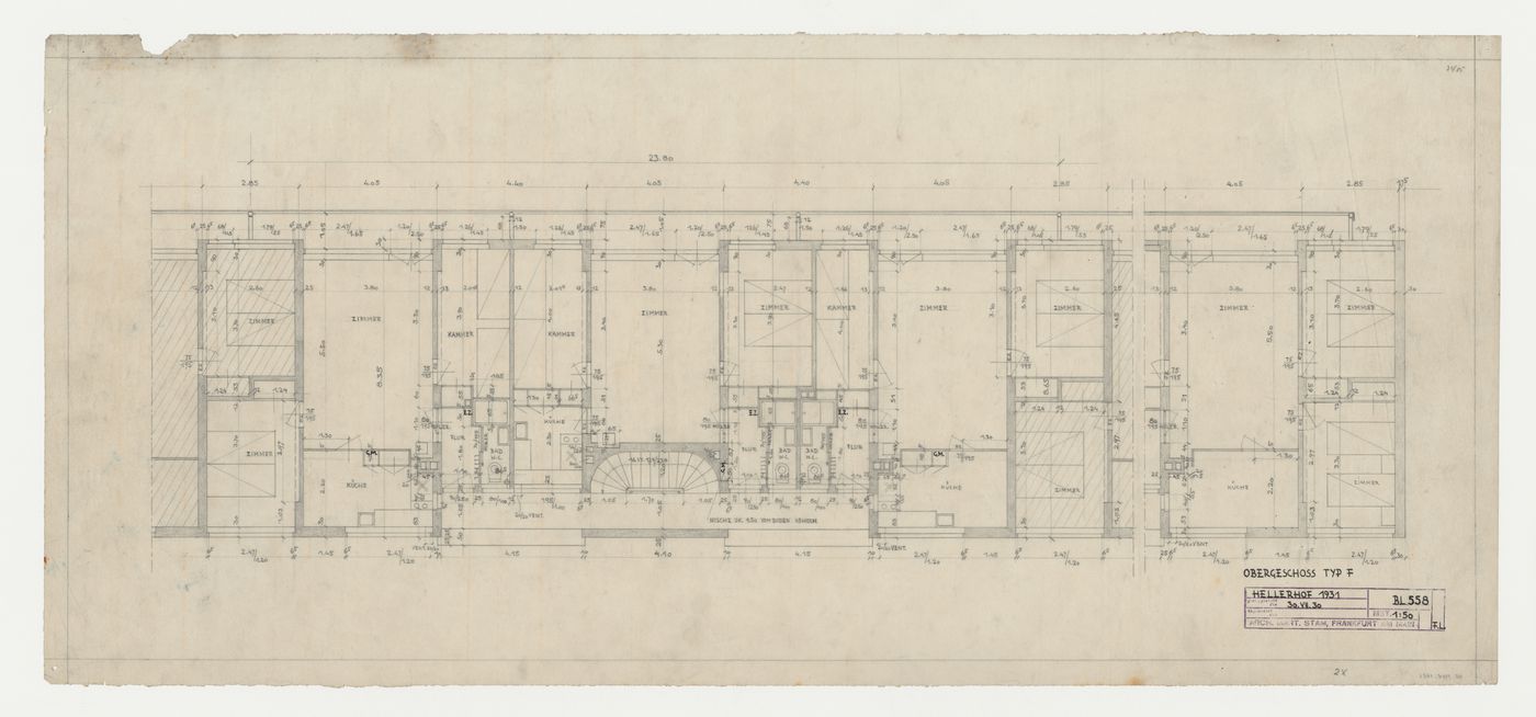 First floor plan for a type F housing unit, Hellerhof Housing Estate, Frankfurt am Main, Germany