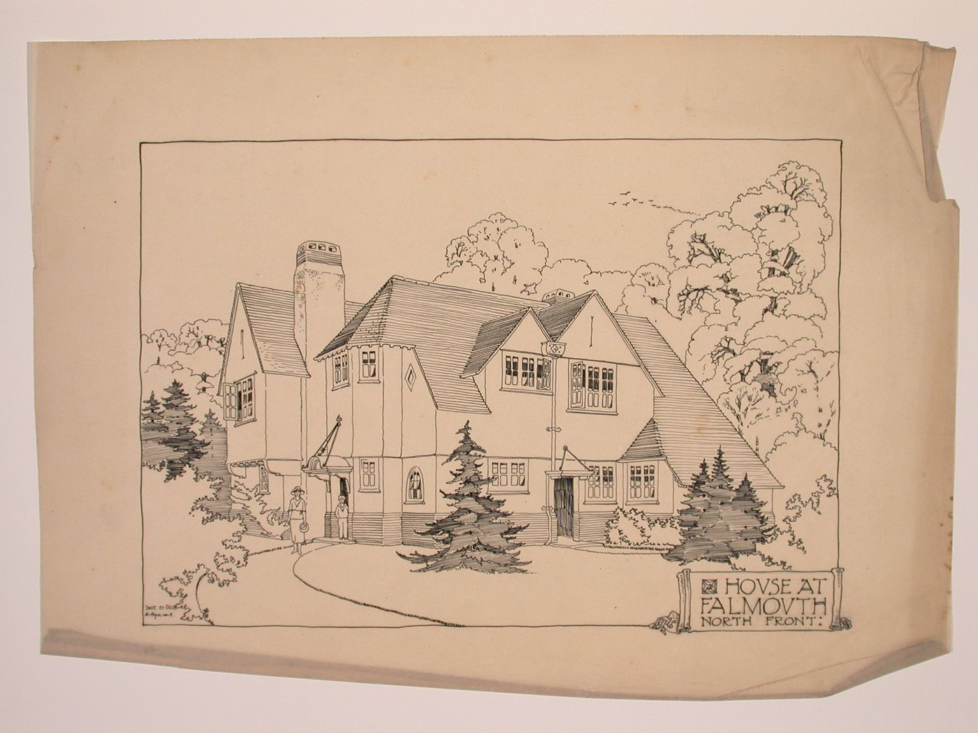 Perspectival view showing the north front of a house at Falmouth, England