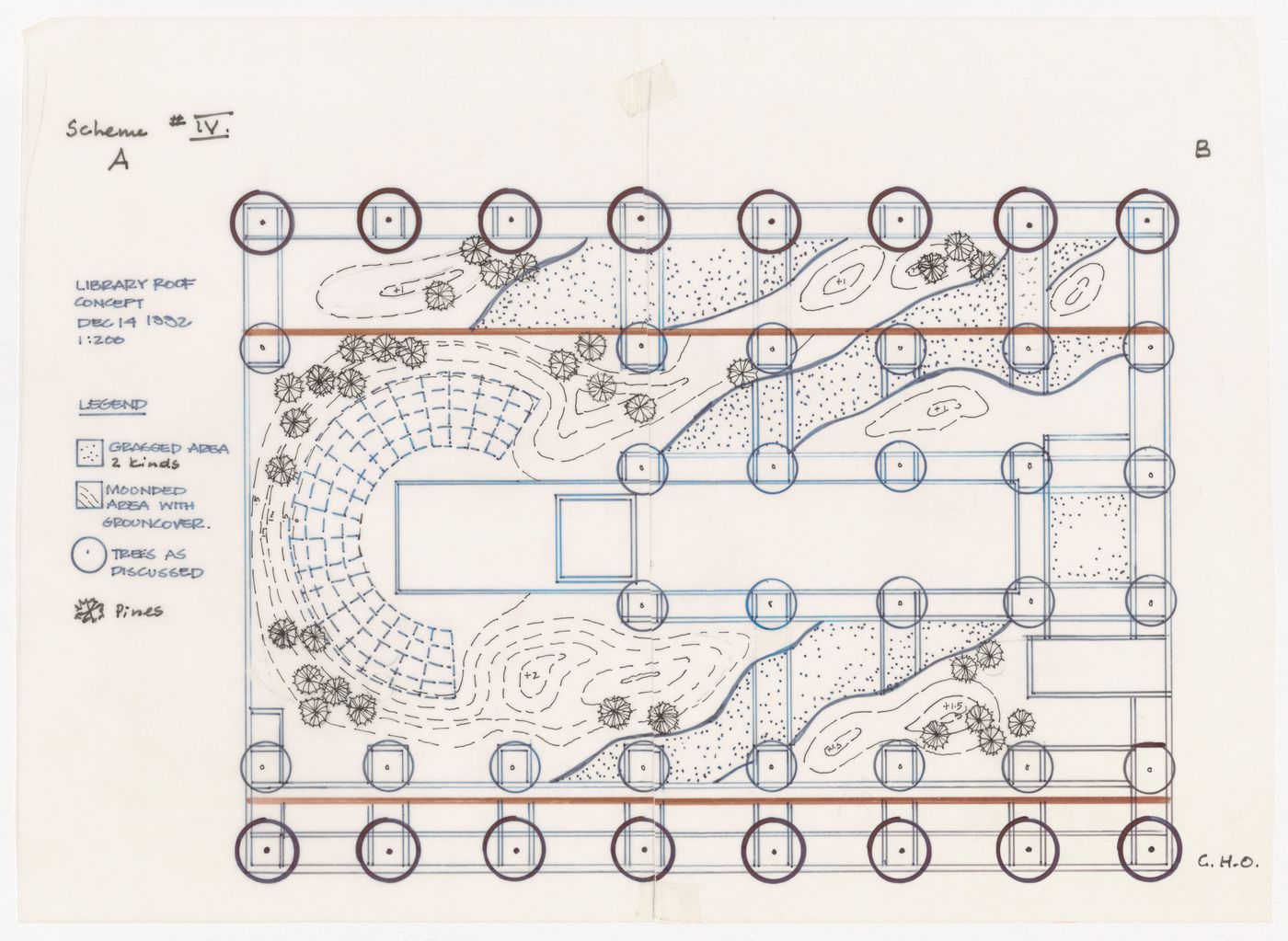 Sketch plan for green roof for Library Square, Vancouver, British Columbia