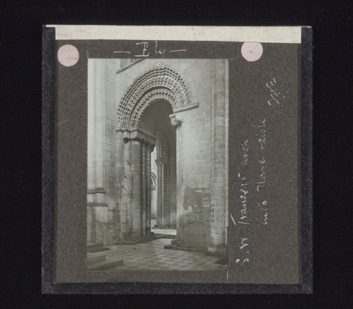 View of arch in the southwest transept of Ely Cathedral, Ely, Cambridgeshire, England