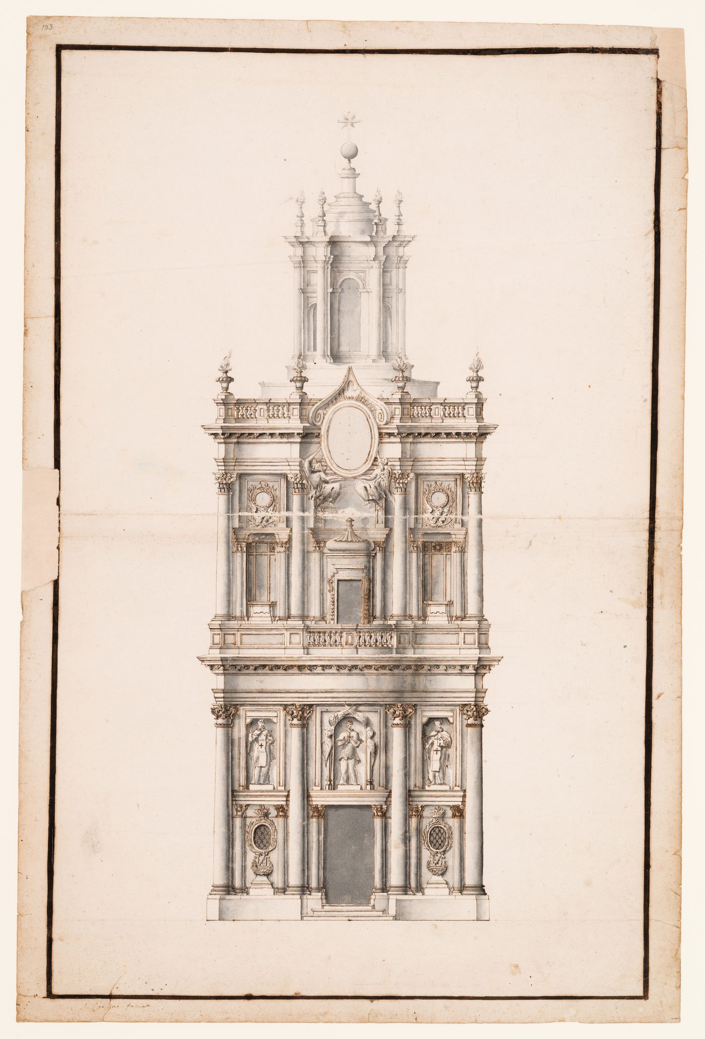 Elevation of the façade of S. Carlo alle Quattro Fontane, Rome
