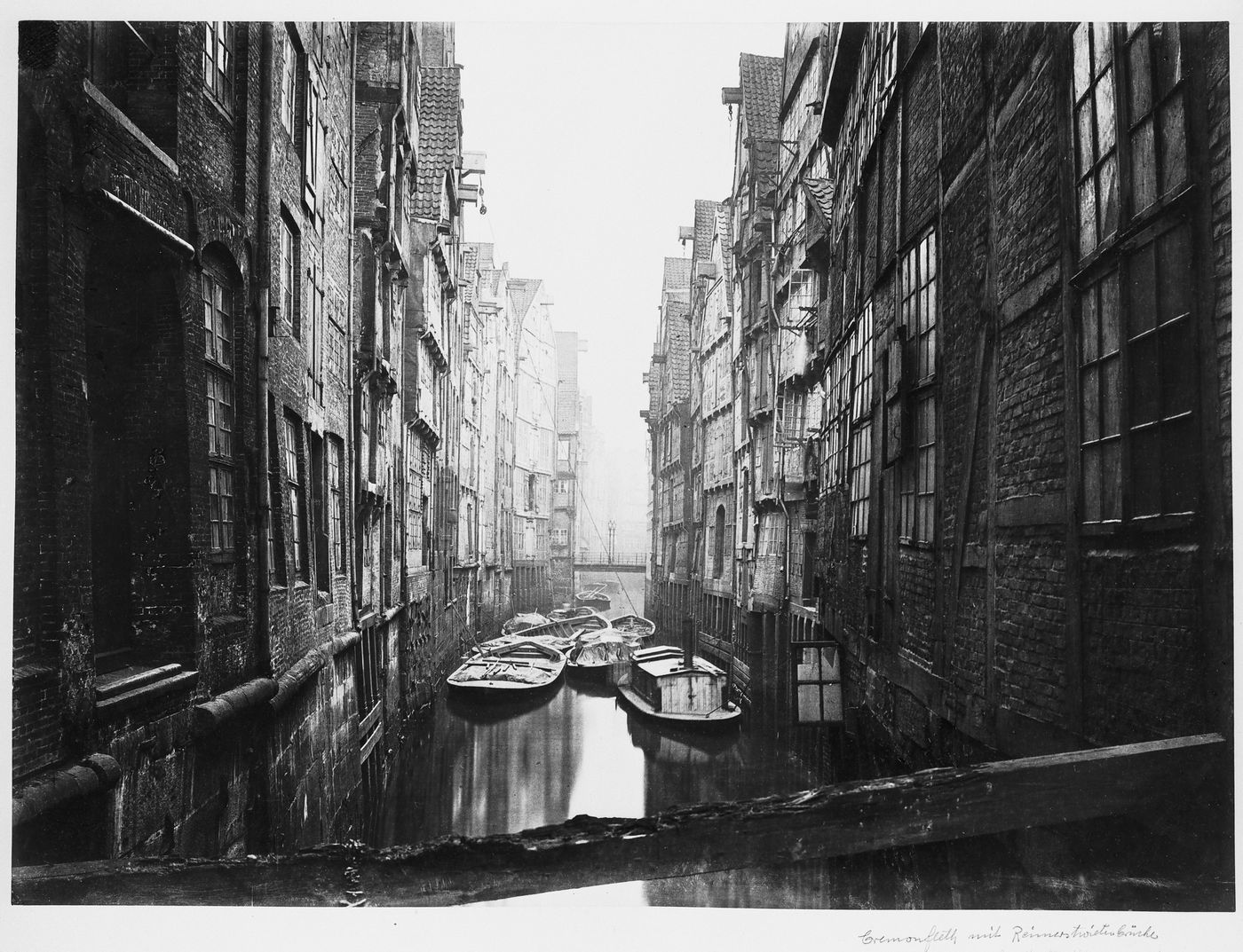 View of canal and bridge, Hamburg, Germany