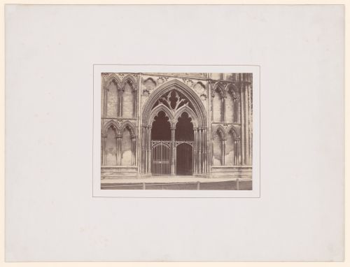 Exterior view, detail of entrance to Galilee Porch, from the west, Ely, England