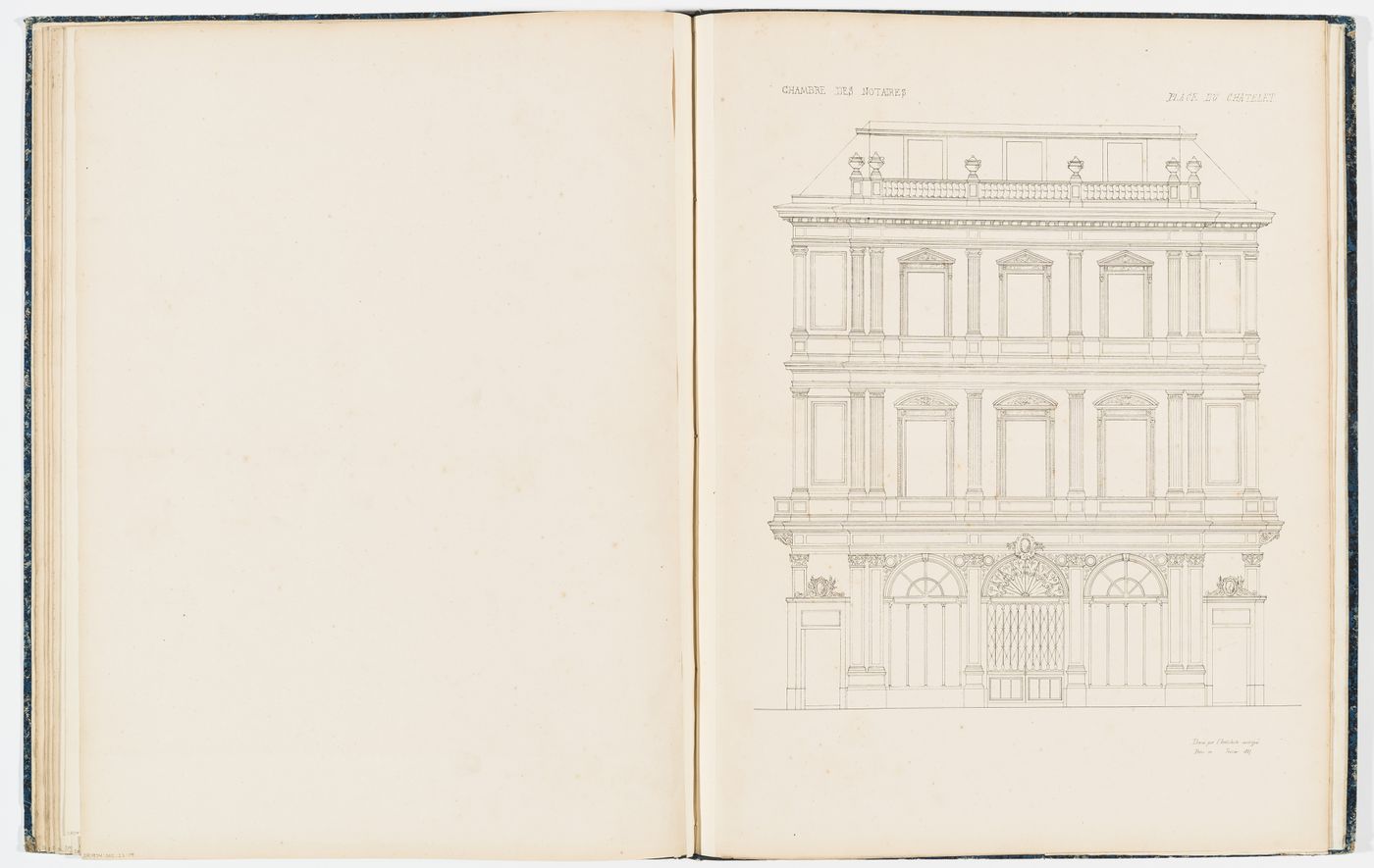 Elevation showing an alternate design for the principal façade of the Chambre des Notaires