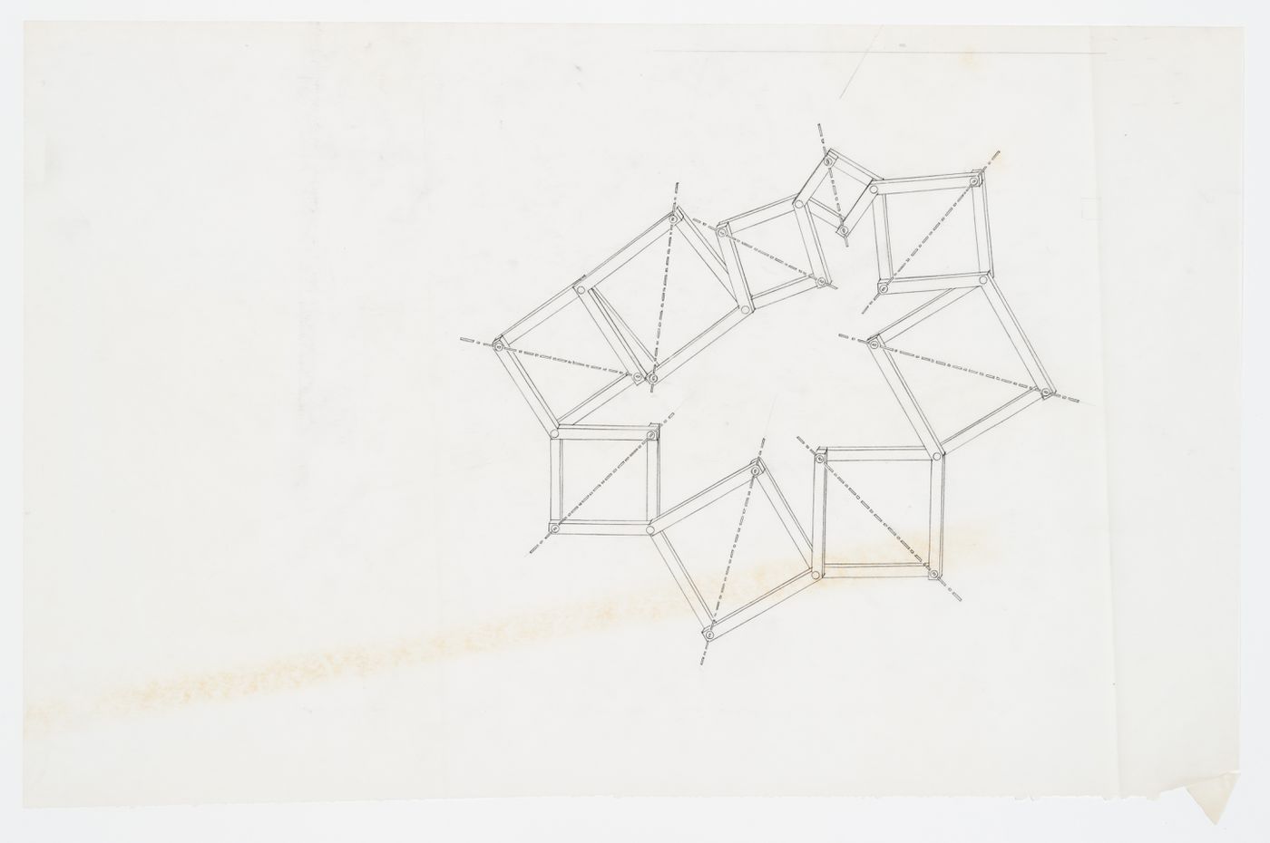 Plan view of a closed loop-assembly of scissors-pairs