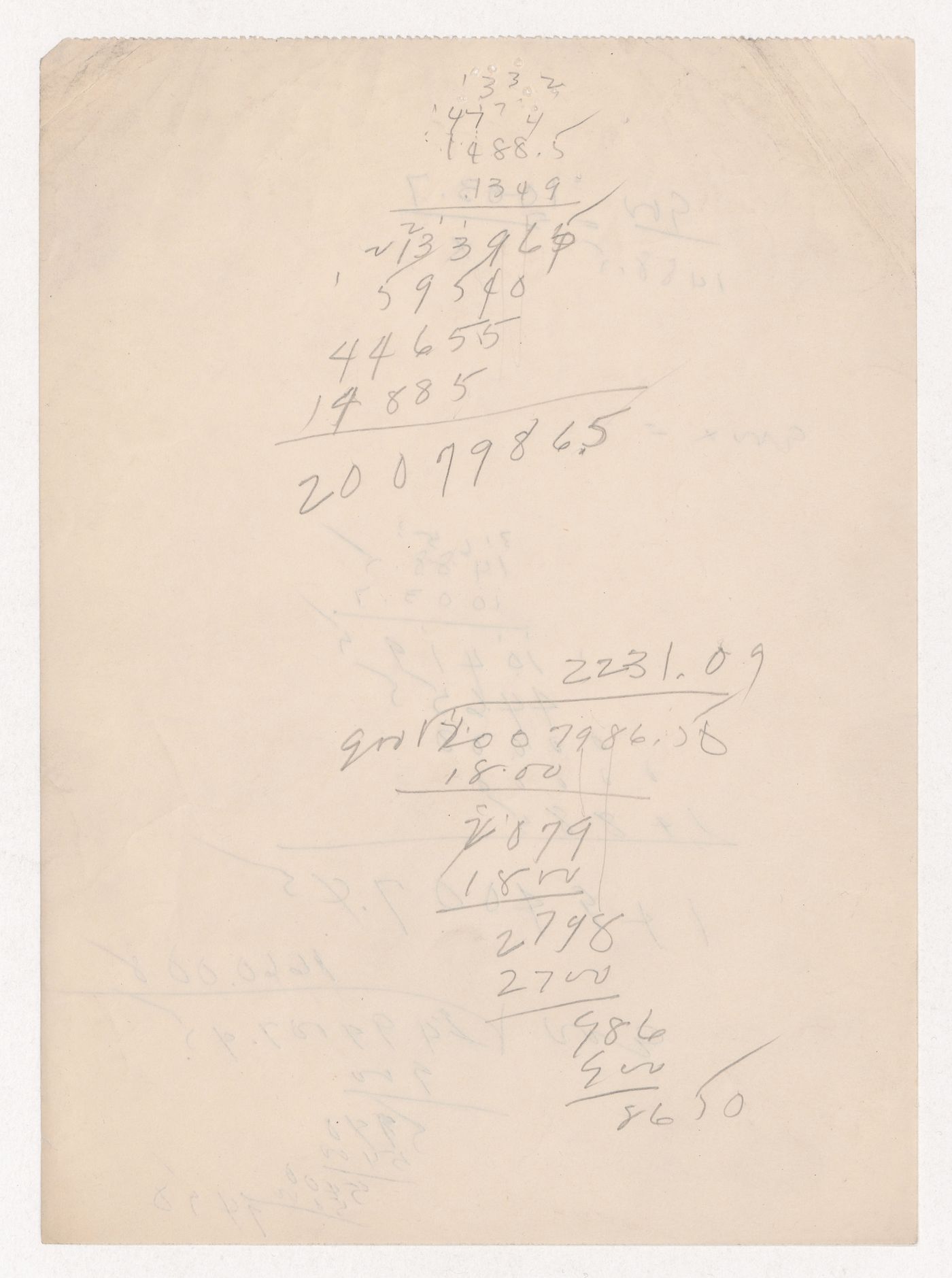 Calculations, probably for Illinois Institute of Technology; verso: Calculations, probably for Illinois Institute of Technology