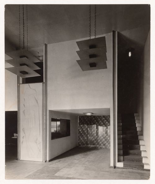Interior view of a hall in a French embassy, showing a bas-relief sculpture by Henri Laurens, Exposition internationale des arts décoratifs et industriels modernes, Paris, France