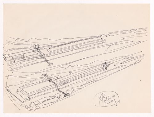 Sketch axonometric views for Motel em Vale de Canas, Coimbra, Portugal