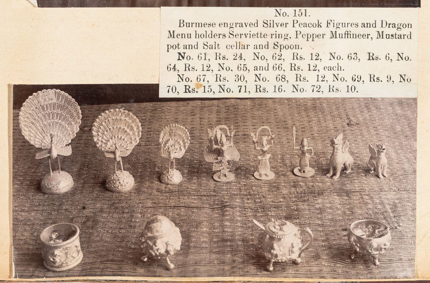 View of silverware, F. Beato Limited, C Road, Mandalay, Burma (now Myanmar)