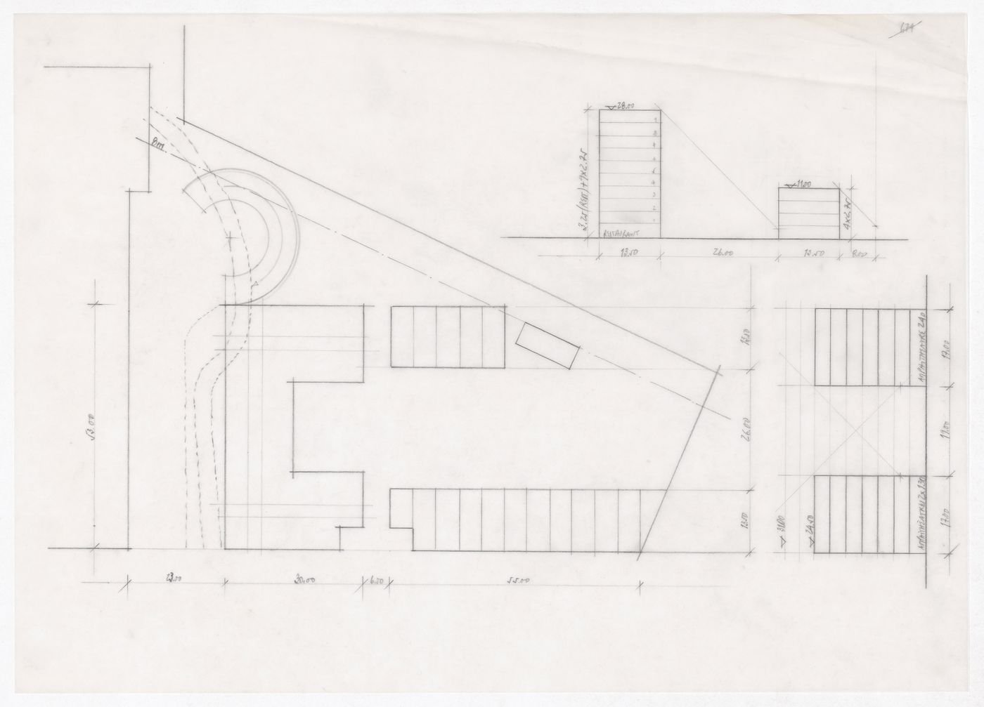 Site plan and elevations for Plano Urbanístico Boulevard Brune, Paris, France