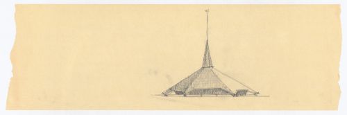 Sketched elevation, North Christian Church, Columbus, Indiana