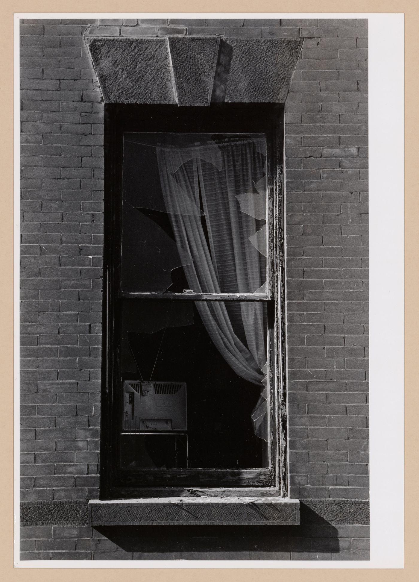 Close-up view of a broken window, New York City, New York