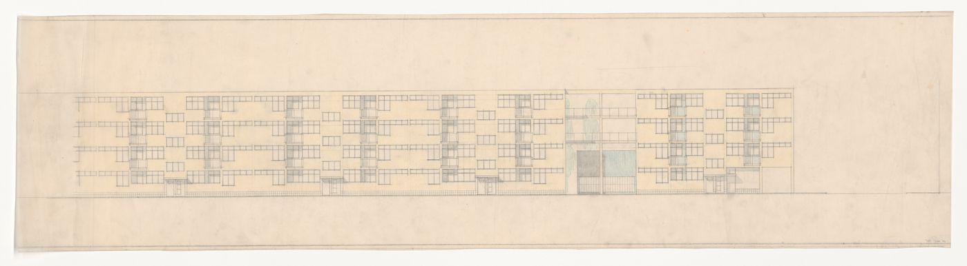 Elevation, probably for Hellerhof Housing Estate, Frankfurt am Main, Germany