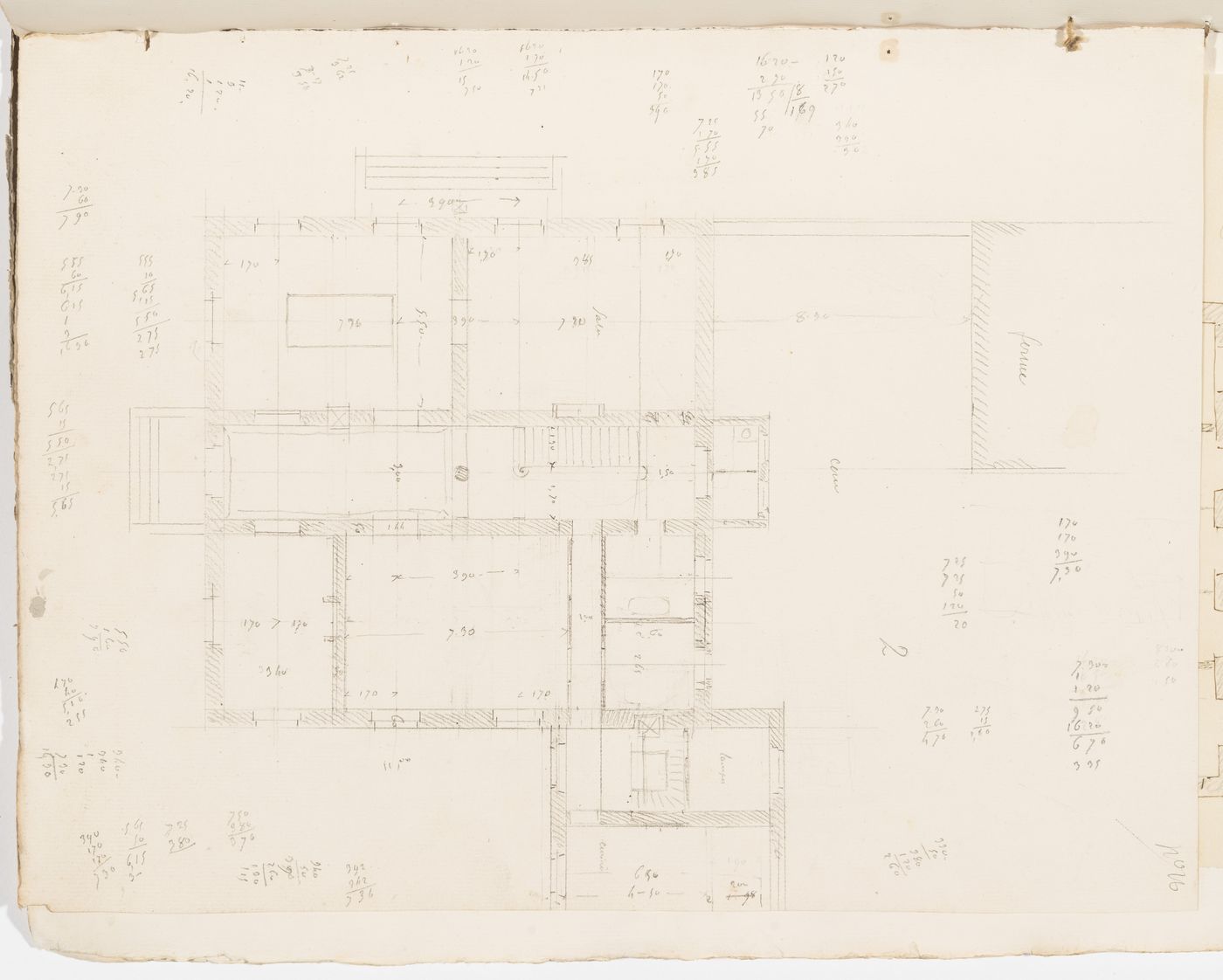 Project no. 10 for a country house for comte Treilhard: Ground floor plan; verso: Project no. 9 for a country house for M. de Treilhard: Plan