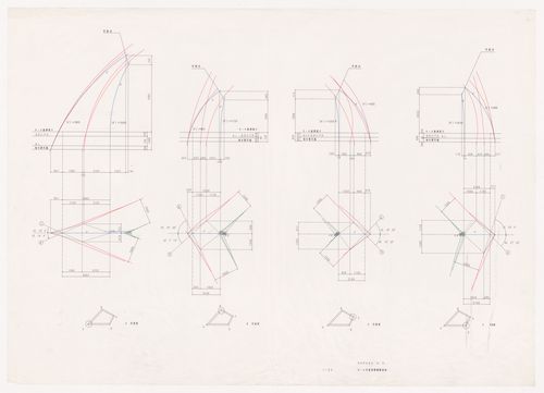 Partial plans and sections for Glass Station, Oguni, Japan