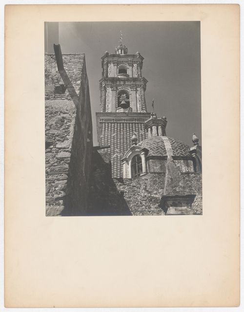 View of a bell tower and dome of Santa Maria, on the road between Puebla and Atlixco, Mexico