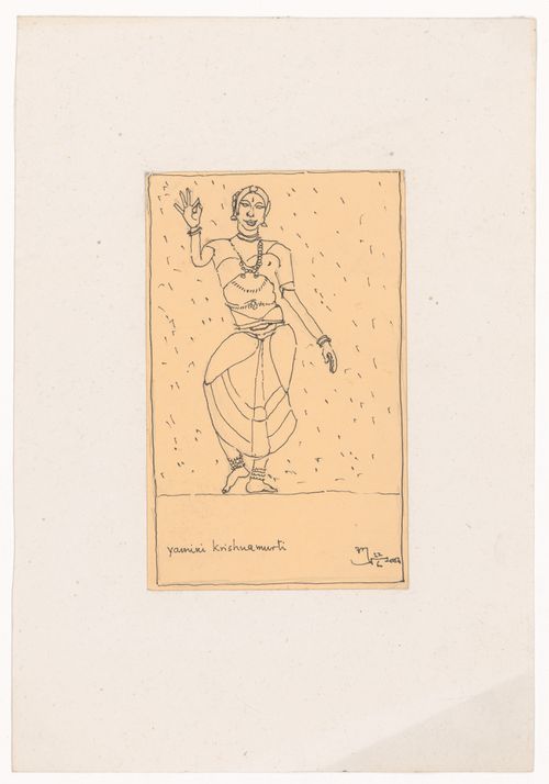 Postcard with Yamini Krishnamurti drawn by Aditya Prakash