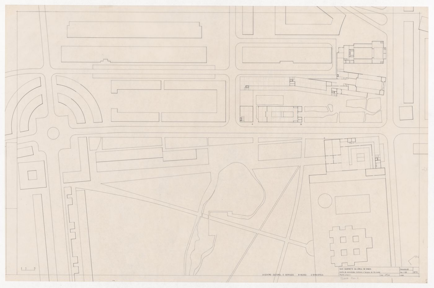 Level two plan for Centro Cultural de Sines, Sines, Portugal