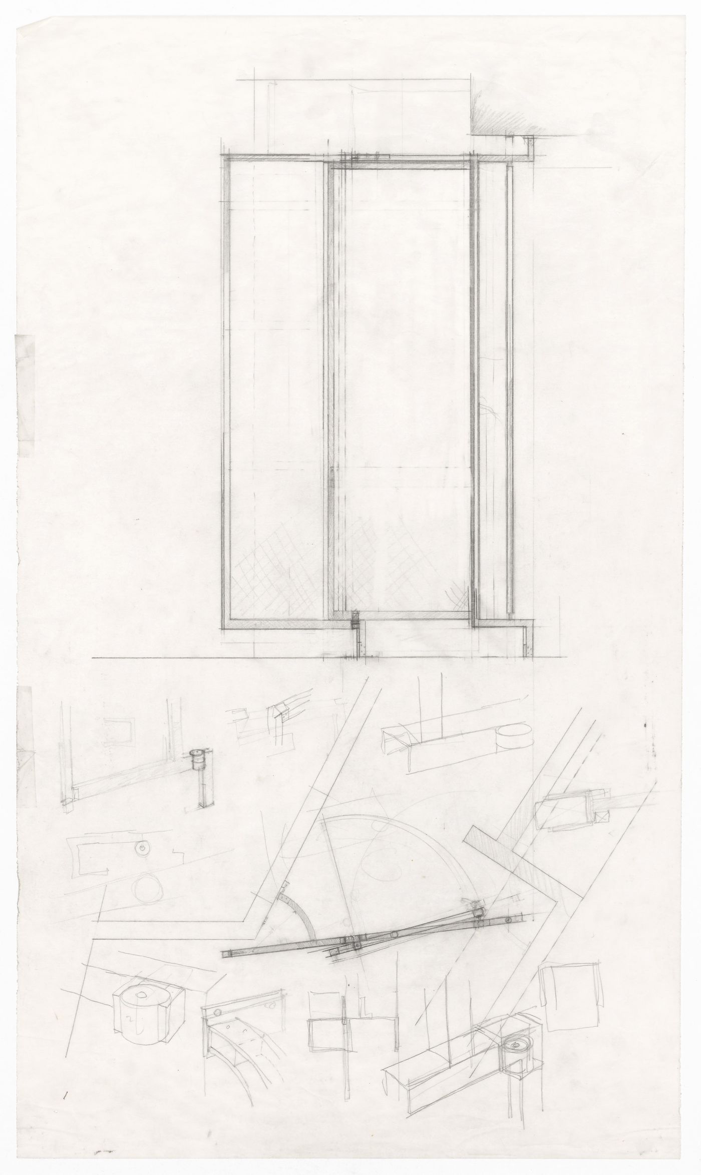 Details and sketches of door for Studio Insinga, Italy
