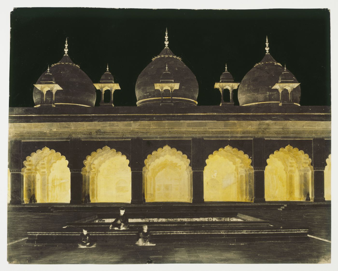 Central part of a panorama showing the Moti Masjid [Pearl Mosque] in the Agra Fort, India
