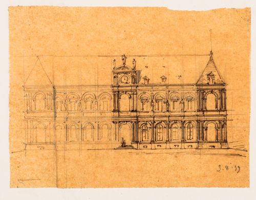 Project for a Hôtel de ville, Poitiers: Sketch elevations