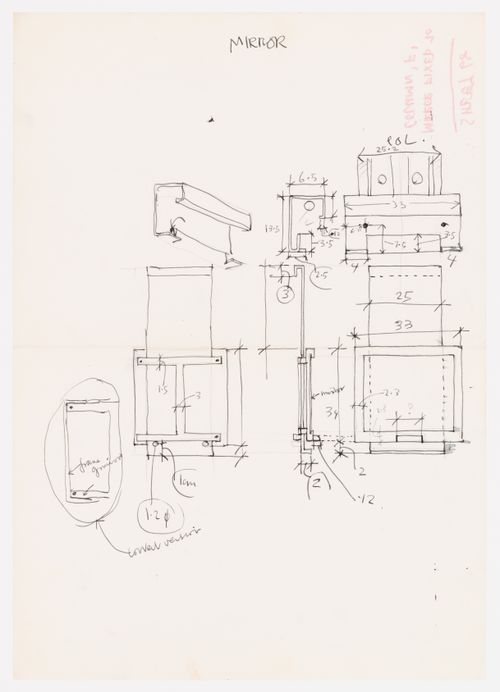Measured sketches of mirror, Maison de Verre, Paris, France