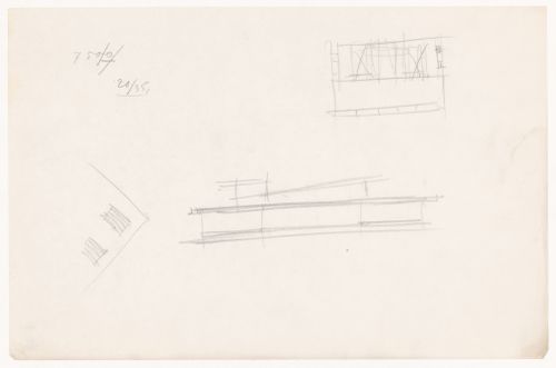 Sketch plan and sketch elevation for a campus building for Illinois Institute of Technology, with an unidentified sketch