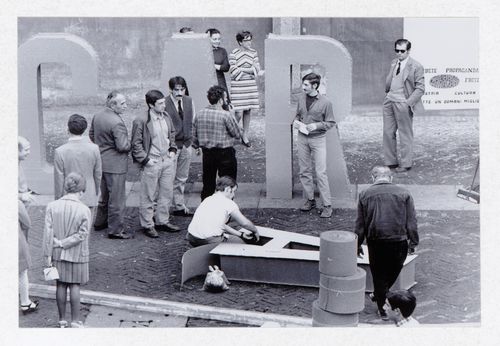 Photograph of the construction of the installation for Carabinieri