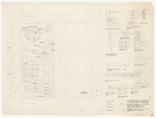 Site plan with details for recreational area at 18th and Bigler Streets, Philadelphia, Pennsylvania