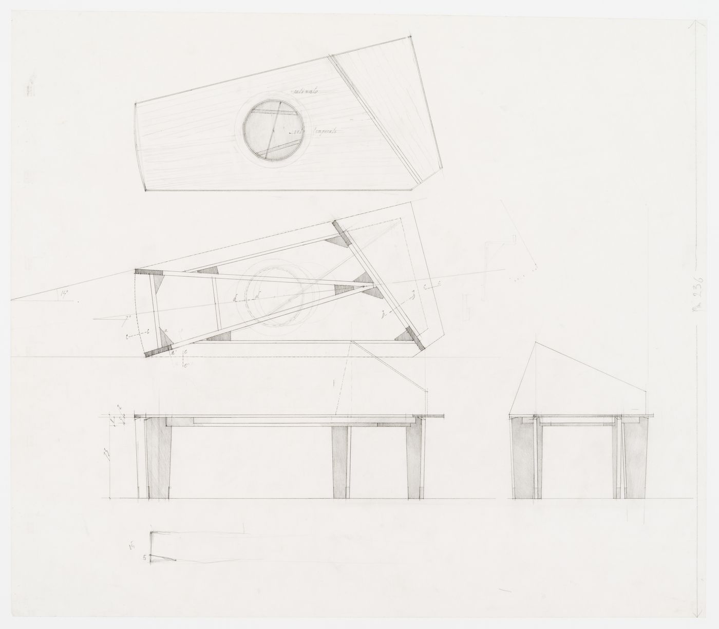 Drawings for the table in the living room for, Casa Insinga, Milan, Italy