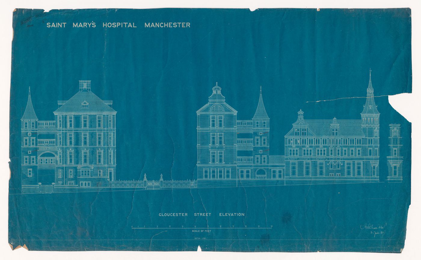 St. Mary's Hospital, Manchester: Glouchester Street elevation