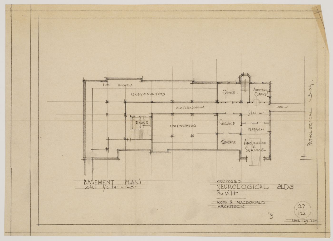 Montréal Neurological Institute, Montréal, Québec: basement plan