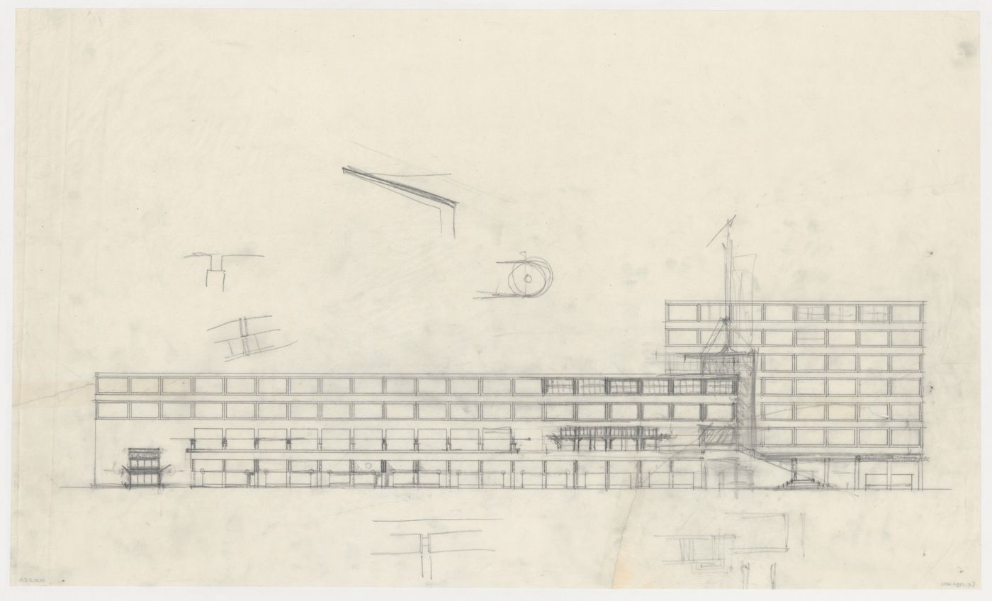 Elevation and details for the New Stock Exchange Building, Rotterdam, Netherlands