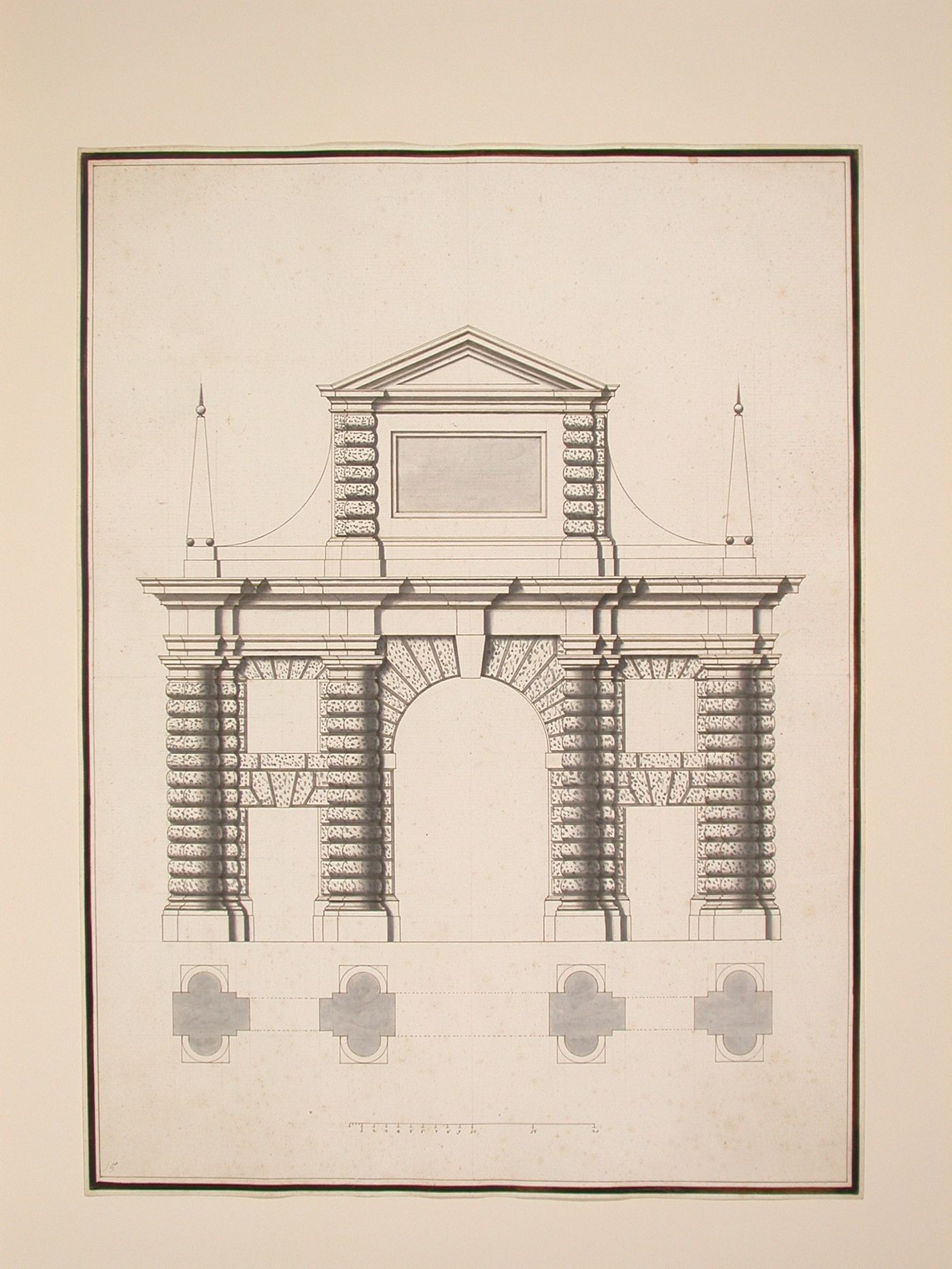 Plan and elevation of a triumphal arch