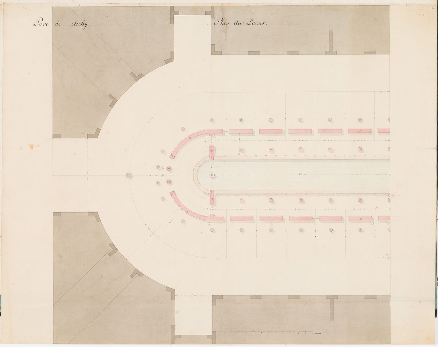 Half plan for a washhouse, Parc de Clichy