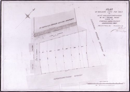 Site plan of lots adjoining St. Patrick's Church, Montréal