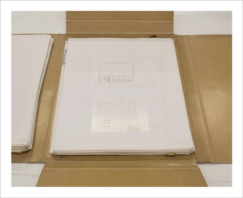 Proofs of Relevance: View of a layout for a portfolio showing floorplans of the Parquesol Sports Hall, Abalos & Herreros (1988-1991), Valladolid, Spain