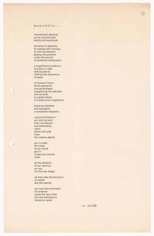 Poem "Manifesto I" by Reginald Malcolmson on La ciudad que necesita la humanidad