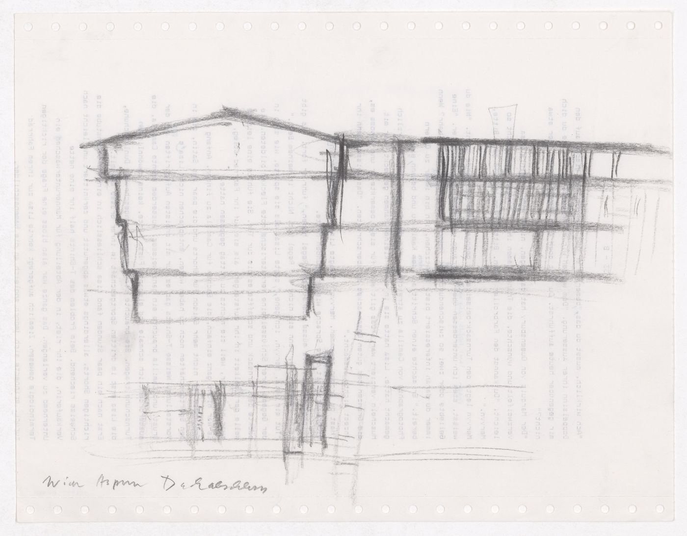 Housing Pilotengasse, Vienna-Aspern: Conceptual sketches, including siteplans, plans, elevations, and perspectives