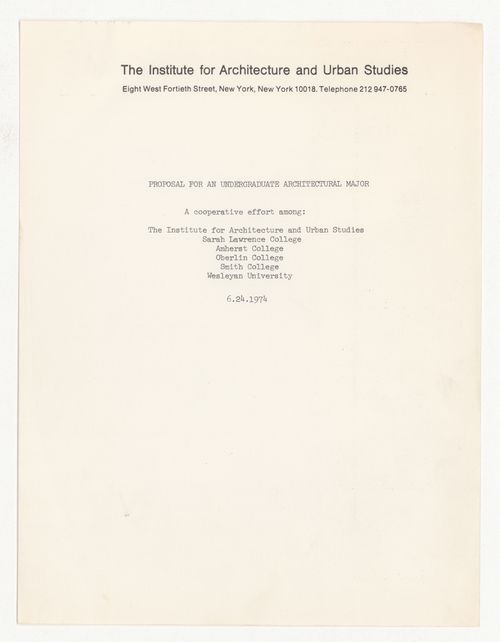 Proposal for an underdraduate achitectural major