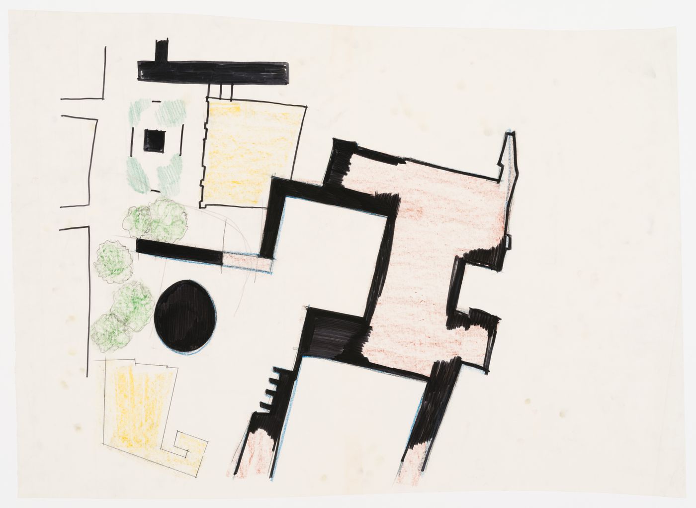 Competition project for a theatre and organization of the Pilotta area, Parma, Italy: sketch site plan