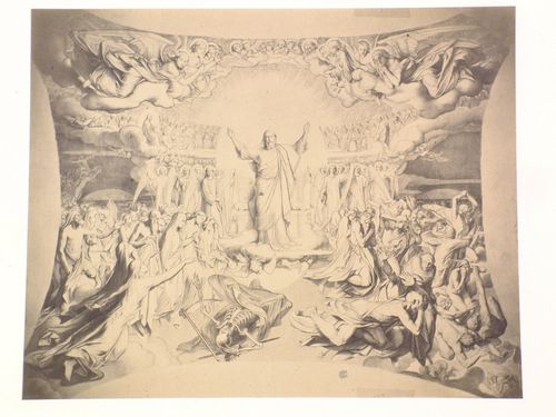 Interior view of the iconostasis ceiling showing a painting of the Last Judgement, Saint Isaac's Cathedral, Saint Petersburg, Russia