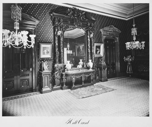 View of the hallway, console, Thurlow Lodge, Menlo Park, California
