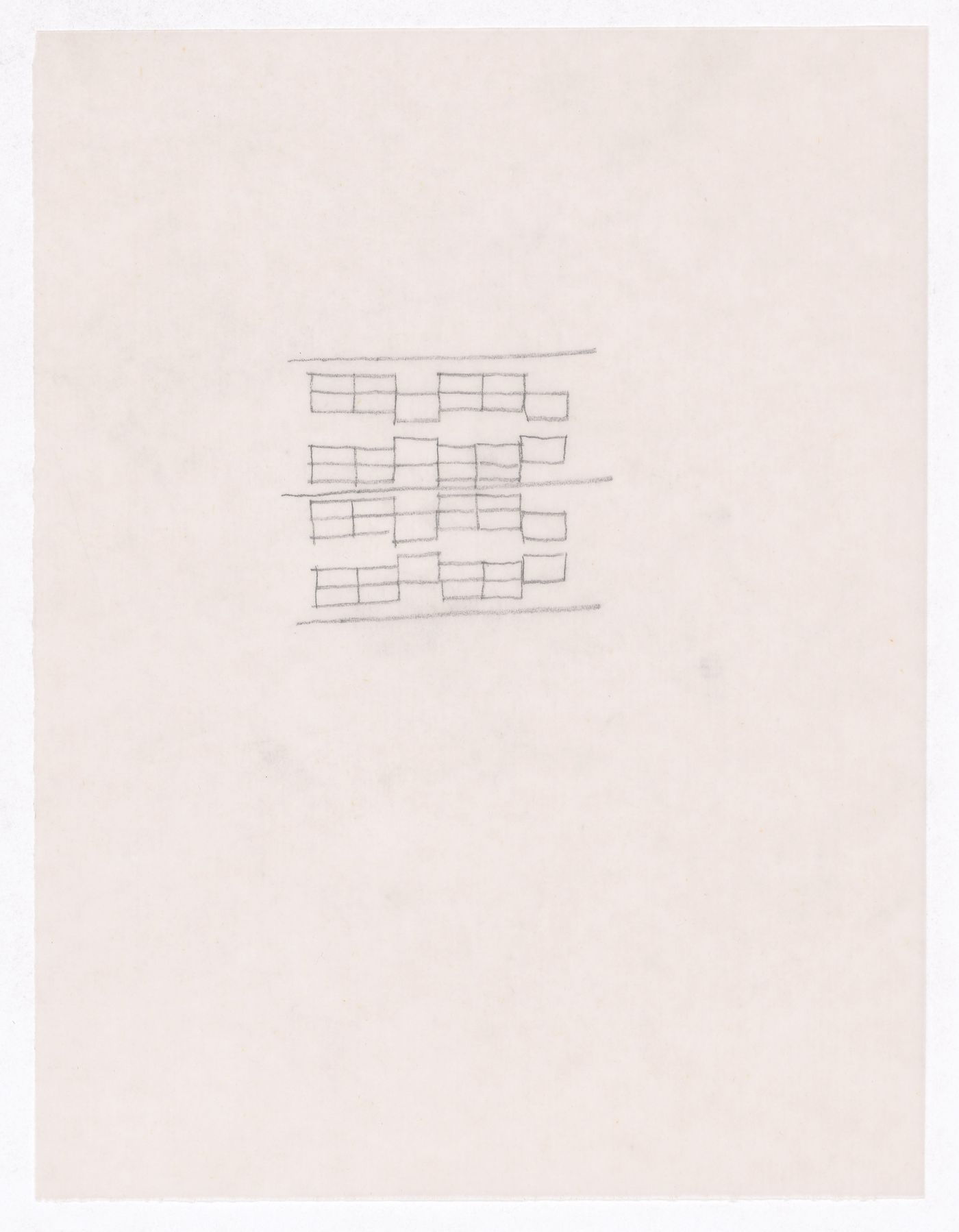 Sketch for Minimum Cost Housing Group's plot in Aranya township, India, for Aranya Housing Project