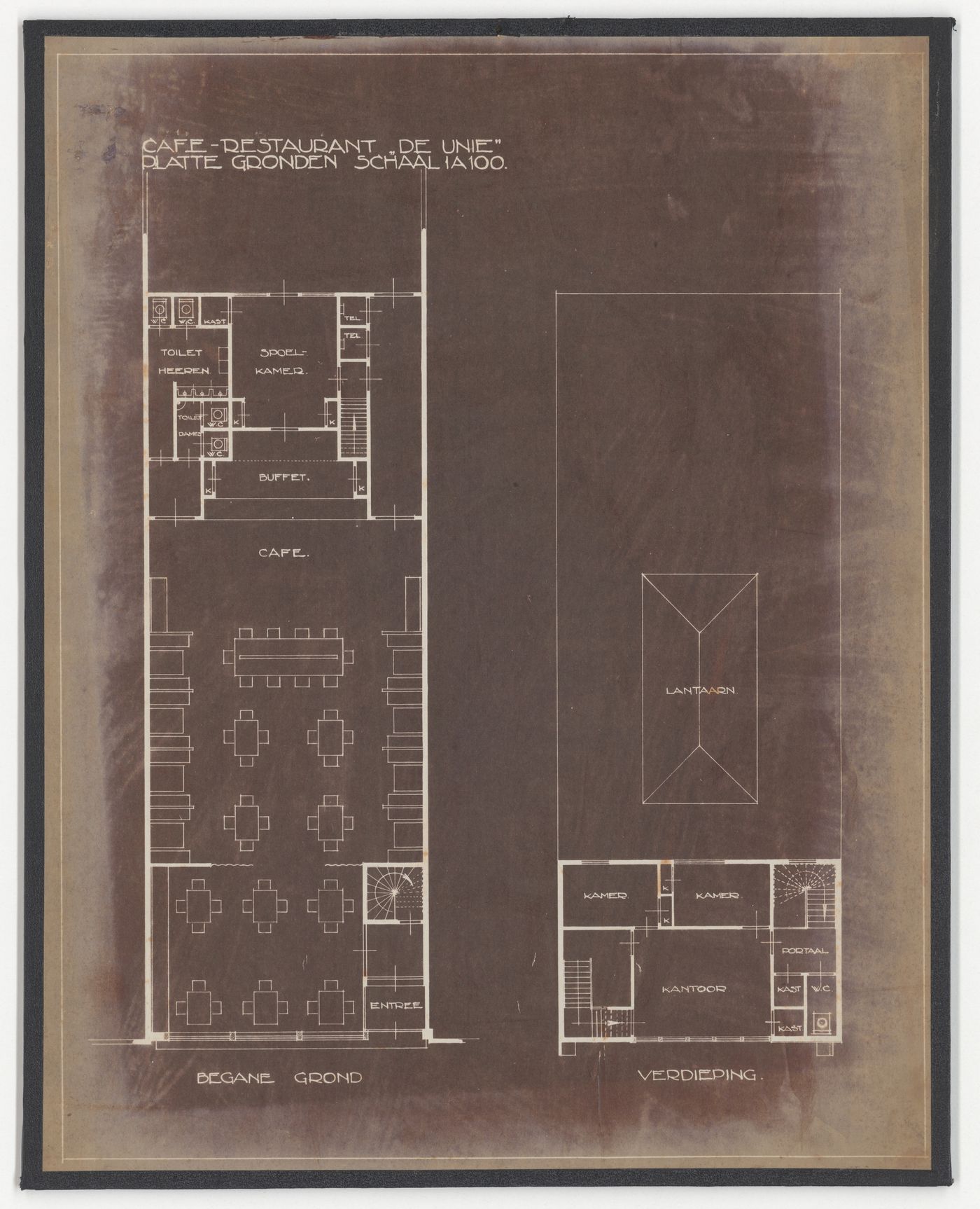 Principal elevation for Café de Unie, Rotterdam, Netherlands