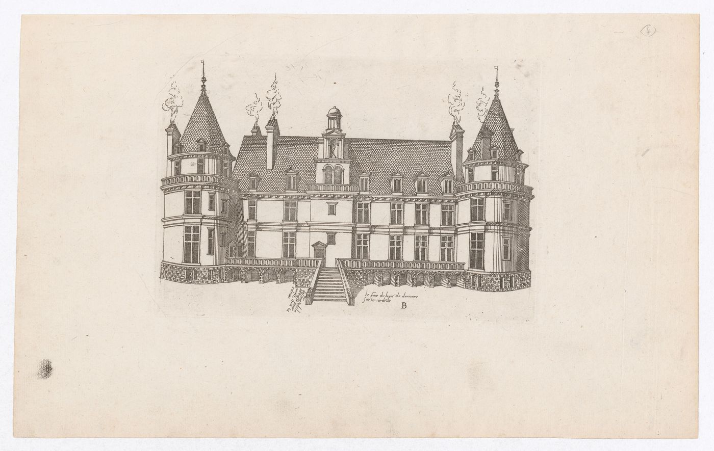 Perspectival rear elevation for château B