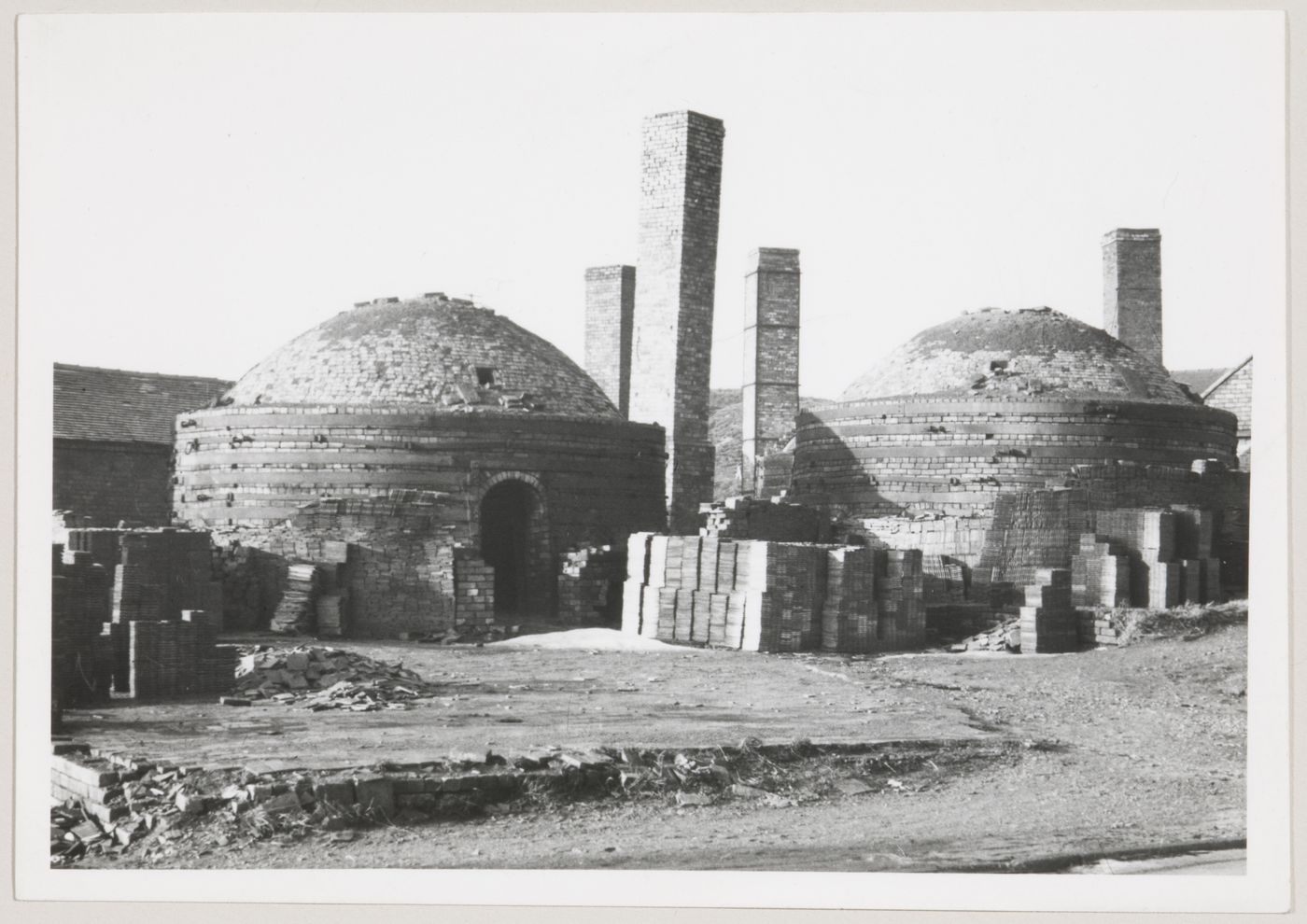 View of lime kilns, England