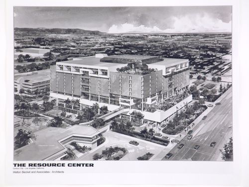 Photograph of a rendering for the Resource Center, Century City, Los Angeles, California