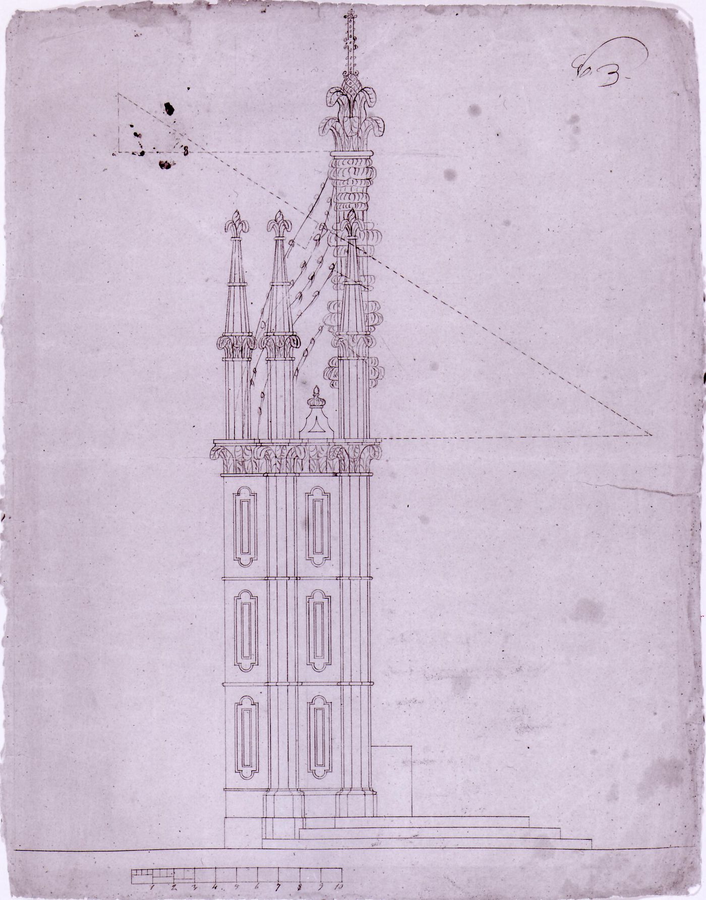 Lateral elevation for the retable for Notre-Dame de Montréal