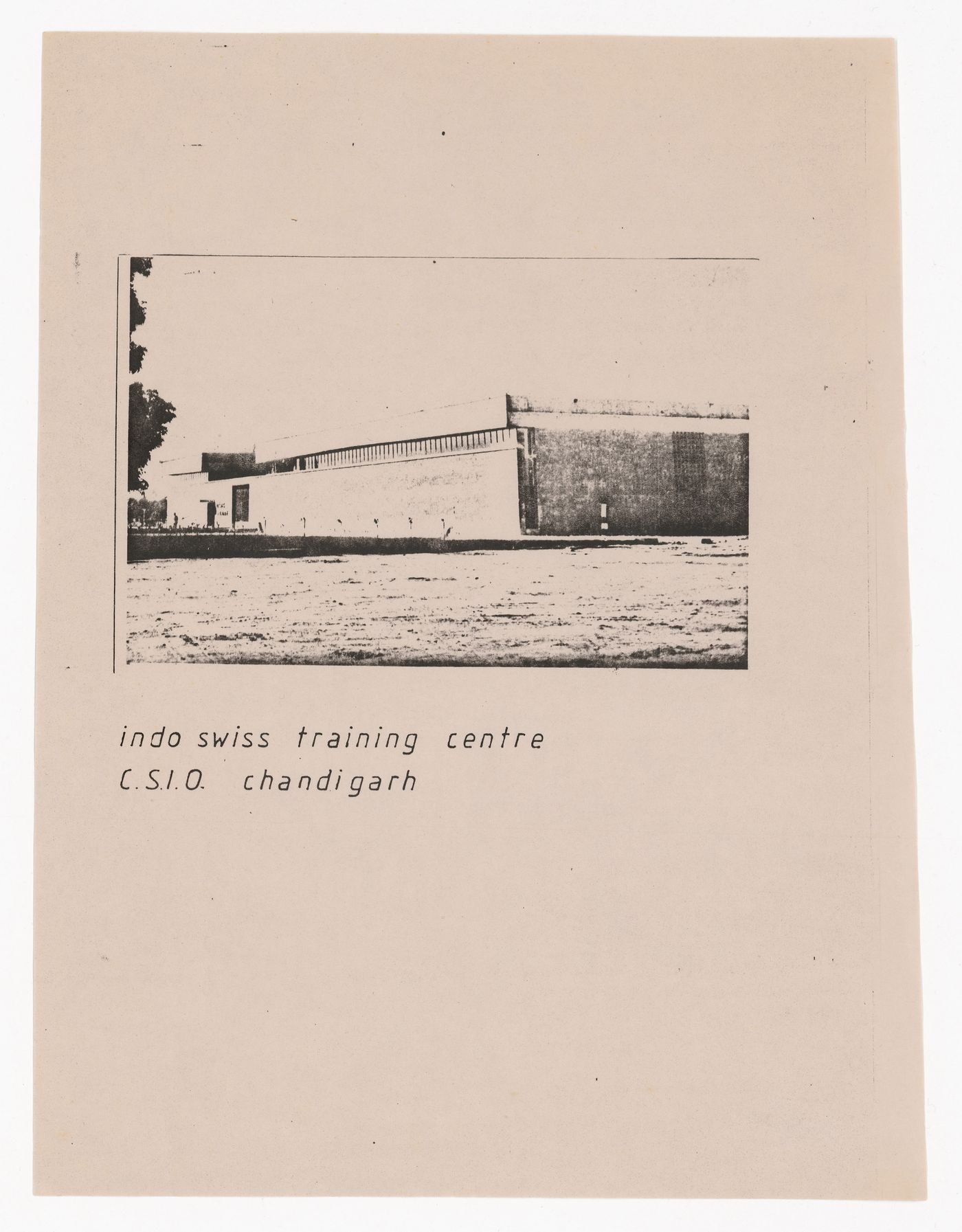Reprographic copy of a photograph of the Indo-Swiss Training Centre, Chandigarh, India